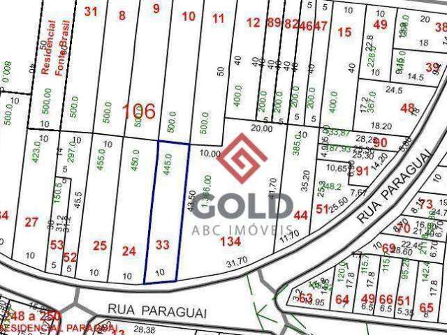 Terreno à venda, 445 m² por R$ 1.200.000,00 - Parque das Nações - Santo André/SP