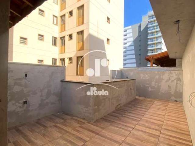 Apartamento de 90m² na Vila Bastos, Santo André: 2 quartos, 2 suítes, sala, 3 banheiros e 2 vagas de garagem.