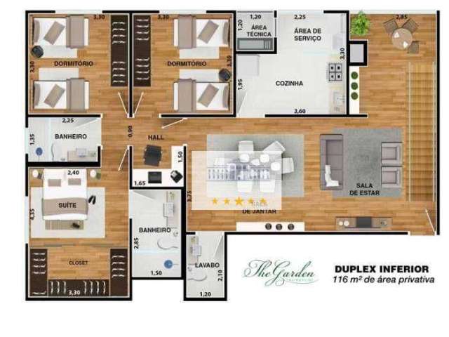 Apartamento Duplex com 3 dormitórios à venda, 223 m² por R$ 530.000,00 - Concórdia II - Araçatuba/SP