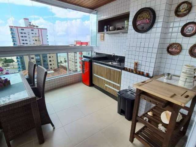 Apartamento mobiliado com varanda gourmet com 2 dormitórios à venda na Vila Tupi - Praia Grande/SP