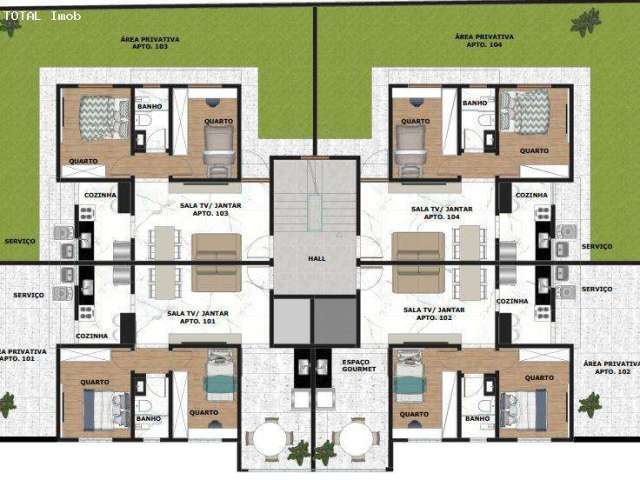 Apartamento com Área Privativa para Venda em Belo Horizonte, Rio Branco, 2 dormitórios, 1 banheiro, 2 vagas