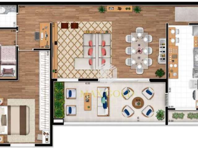 Apartamento com 2 dormitórios à venda, 108 m² por R$ 682.000,00 - Barranco - Taubaté/SP