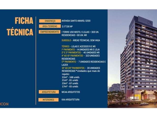 Apartamento com 1 quarto à venda na Avenida Santo Amaro, 5200, Santo Amaro, São Paulo, 22 m2 por R$ 360.000