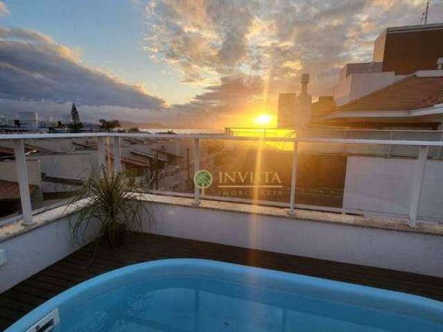 Terraço privativo com piscina e vista mar, 3 quartos e 2 vagas à venda nos Ingleses.