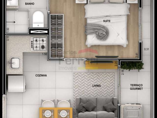 Apartamento 1 suíte 1 vaga 450 m do Metrô Jd São Paulo 27 m Lazer