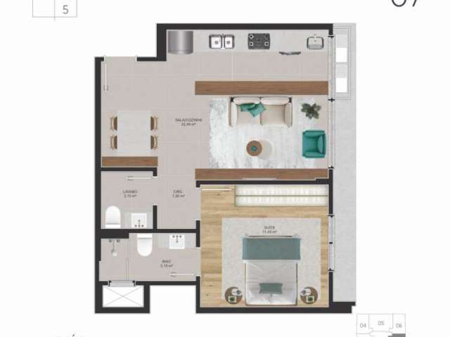 Centro | Apartamento 1 suíte + 1 vaga e hb