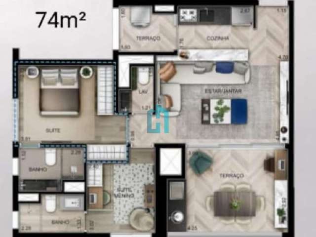 Apartamento com 2 quartos à venda na Andrea Paulinetti, 242, Brooklin, São Paulo por R$ 1.040.000