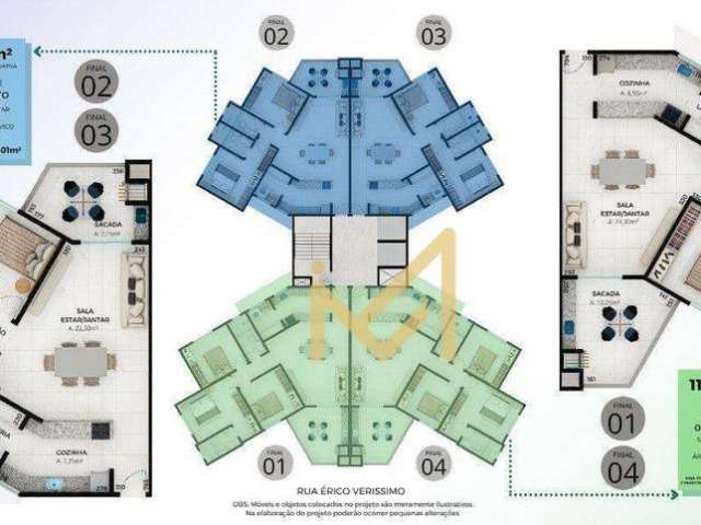 Apartamento com 1 dormitório, 01 suíte à venda, 87,72m² por R$ 435.000,00- Alto Alegre - Cascavel/PR