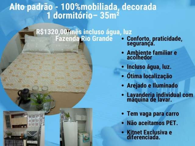 Kitnet 1 dormitório– 35m2 por R$1320,00/mês – Fazenda Rio Grande