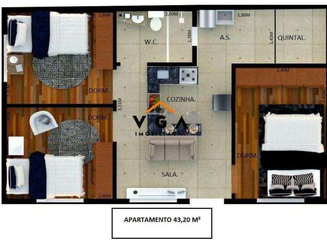 Apartamento para Venda em São Paulo, Cangaíba, 3 dormitórios, 1 banheiro, 1 vaga