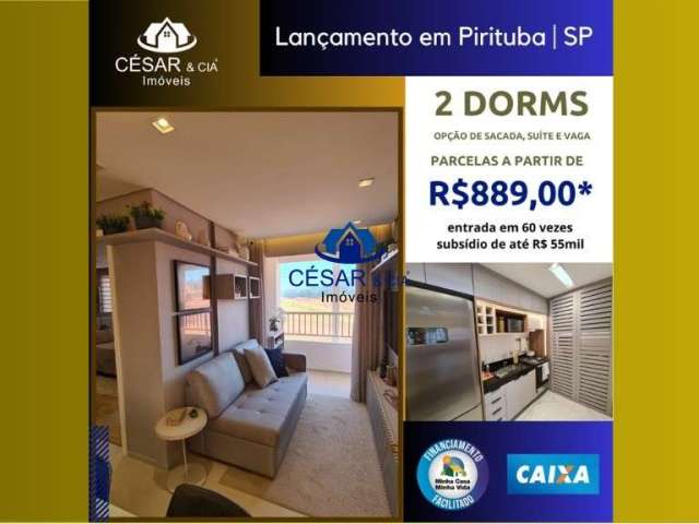 Lançamento em Pirituba, entrada em até 60 meses, primeira parcela em Janeiro/25, Parcelas a partir de R$ 889,00 | 32 à 40m² | Subsídio  de  55mil