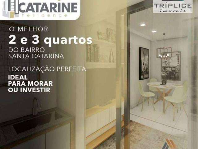 Apartamento 2 quartos com suíte, sala 2 ambientes com varanda gourmet, 1 ou 2 vagas livres, 2 elevadores. Localização privilegiada no Santa Catarina.