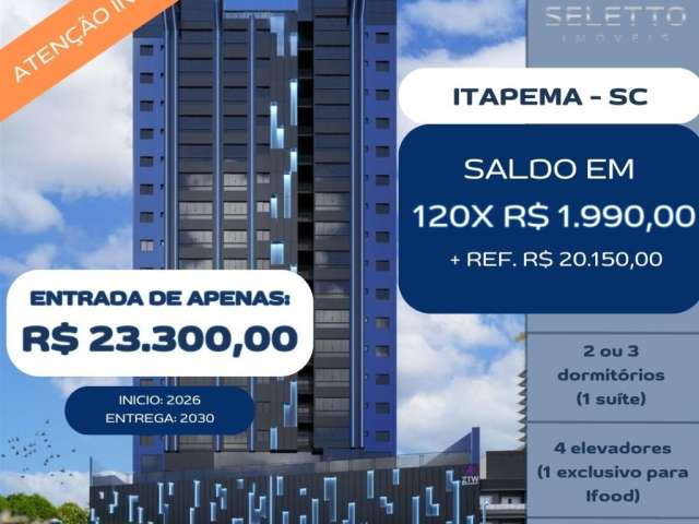 APTº EM ITAPEMA COM R$ 23.250 DE ENTRADA E PARCELAS DE R$ 1.990,00 + ref