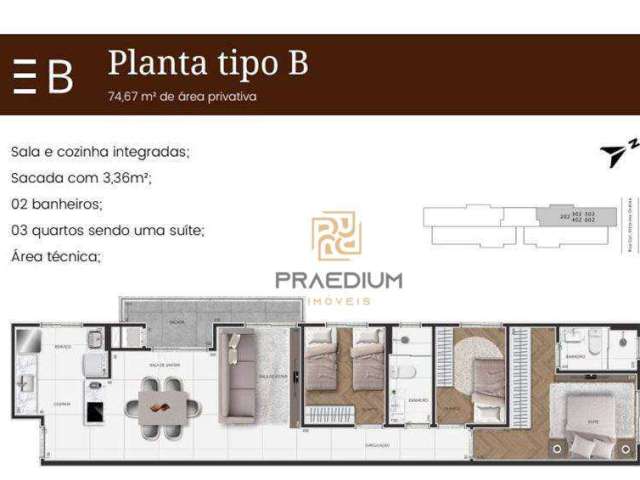 Apartamento com 3 dormitórios à venda, 84 m² por R$ 589.000 - São Pedro - São José dos Pinhais/PR