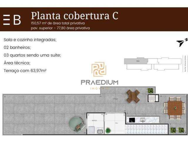 Cobertura com 3 dormitórios à venda, 97 m² por R$ 750.100 - São Pedro - São José dos Pinhais/PR