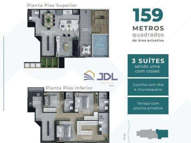 Cobertura à venda, 159 m² por R$ 1.900.000,00 - Armação - Penha/SC