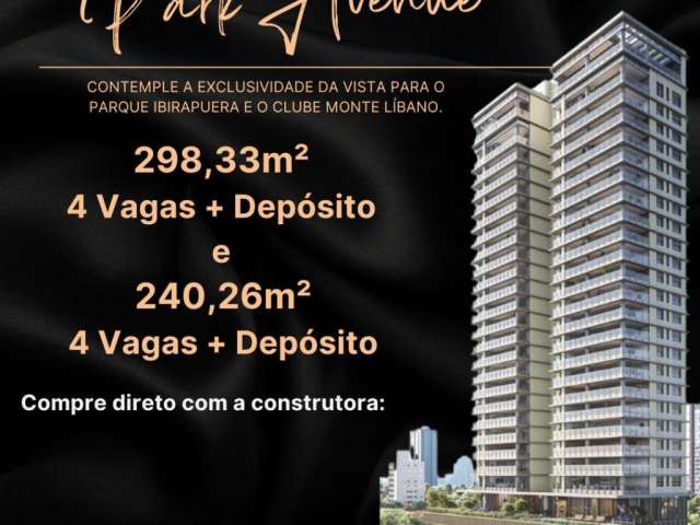 Moema: Apartamento de 240m² com 3 Suítes – Vista para o Ibirapuera e Clube Monte Líbano! Av. República do Líbano!