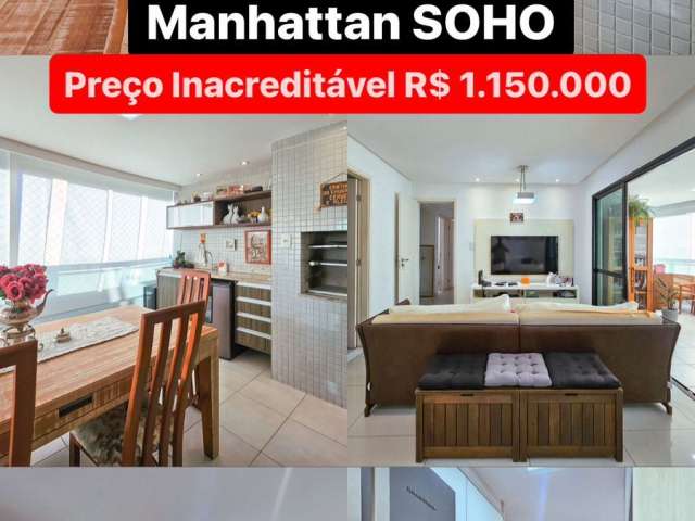 Apartamento no Condominio Manhattan Soho 113m2 com 3/4 + closet 2 vagas soltas