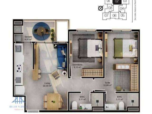 Apartamento à venda, 64 m² por R$ 877.756,00 - Cacupé - Florianópolis/SC