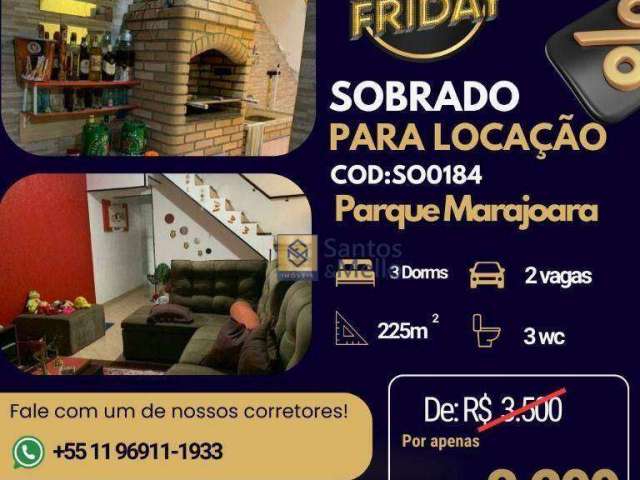 Sobrado com 3 dormitórios para alugar, 225 m² por R$ 3.320,00/mês - Parque Marajoara - Santo André/SP