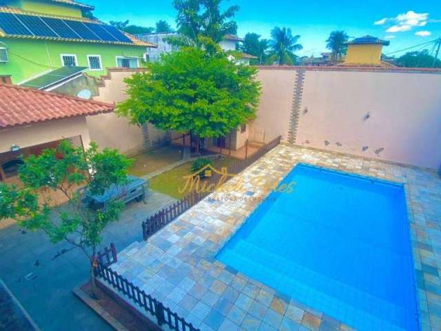 Excelente casa duplex em terreno inteiro com quintal, área gourmet e piscina, 6 quartos, 403 m² - venda ou aluguel - Jardim Mariléa- Rio das Ostras/RJ