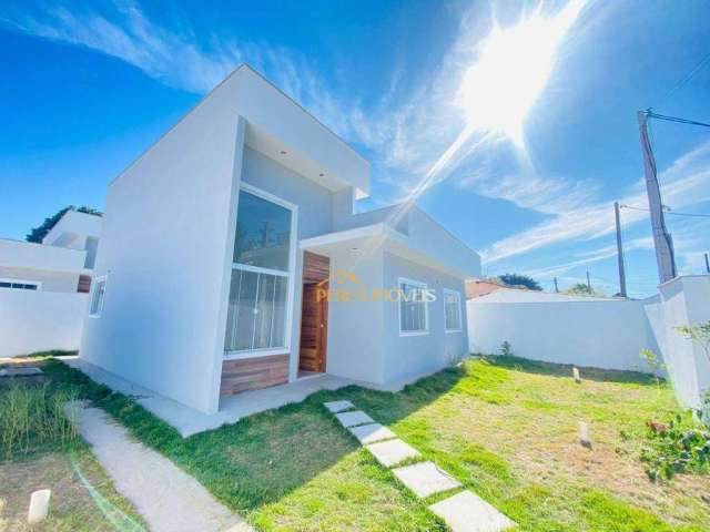Excelente casa linear independente com quintal, piscina e churrasqueira com 3 quartos à venda, 72 m²- Enseada das Gaivotas - Rio das Ostras/RJ