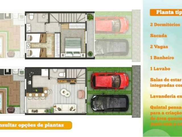 Casa em Condomínio para Venda em Suzano, Parque Santa Rosa, 2 dormitórios, 2 banheiros, 2 vagas