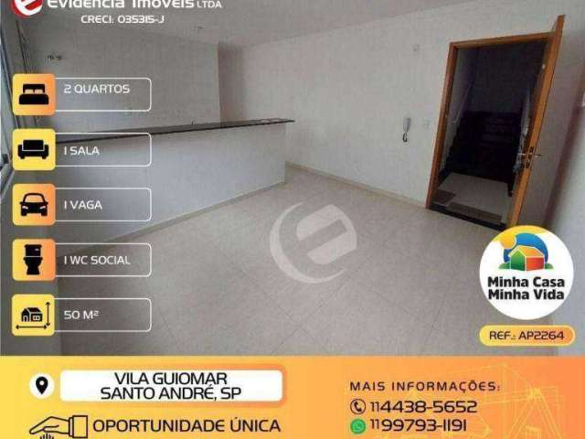 Apartamento com 2 dormitórios à venda, 50 m² por R$ 289.999,00 - Vila Guiomar - Santo André/SP