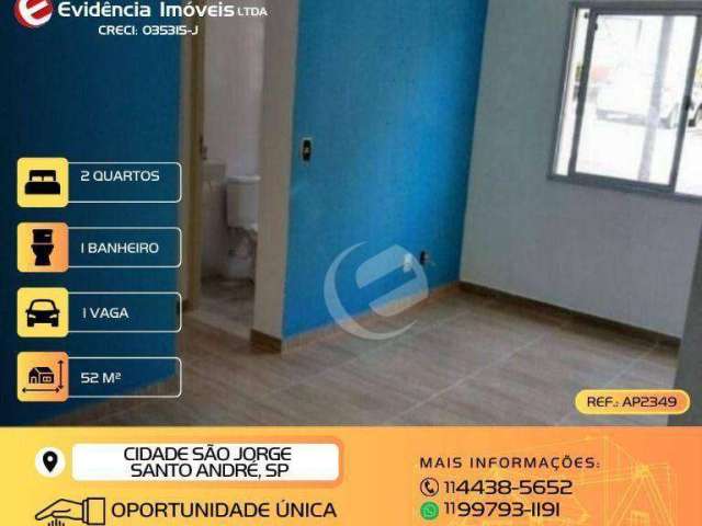 Apartamento com 2 dormitórios à venda, 52 m² por R$ 199.999,99 - Cidade São Jorge - Santo André/SP