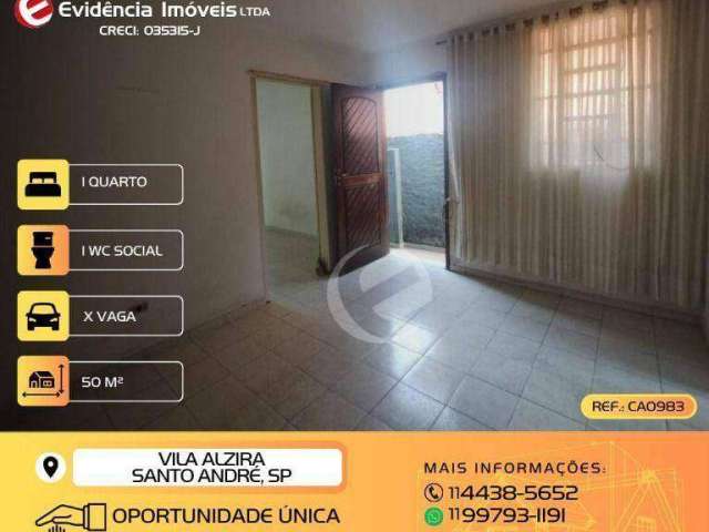 Casa com 1 dormitório à venda, 50 m² por R$ 349.999,99 - Vila Alzira - Santo André/SP