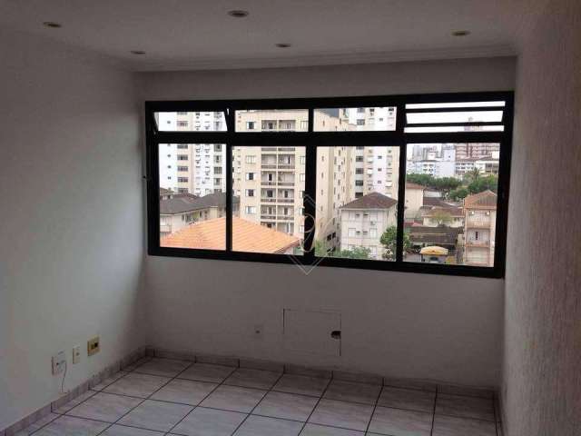 Apartamento super bem localizado, 1 dormitório, sol poente, elevador, na cidade de santos!!!