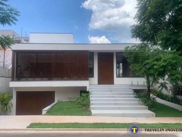 Casa à venda em condomínio Alphaville Dom Pedro 3 em Campinas-SP: 3 suítea,  sala, 4 banheiros, 6 vagas de garagem, 350m². Nova e térrea!