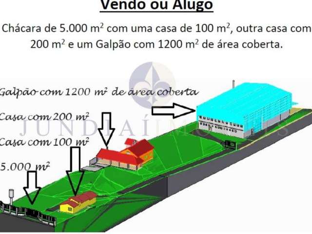 GALPÃO À VENDA NO PINHAL EM CABREÚVA - 1.200 m² de Galpão, mais 02 casas de 200 e 100 m2 cada, bosque, em terreno de 5.000 m², bem localizado.