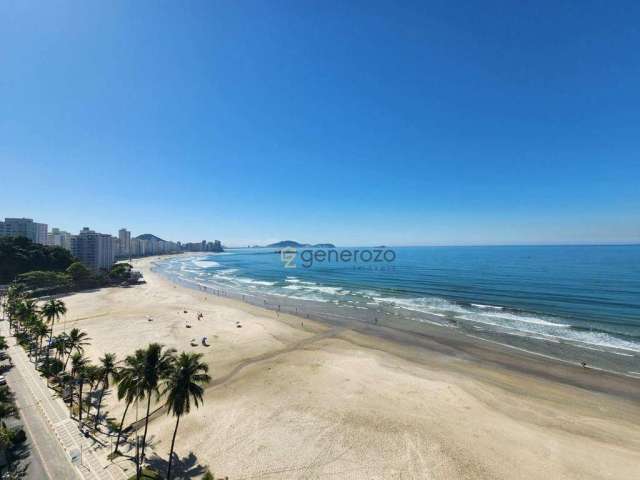 Apartamento a venda na praia das Astúrias, frente ao mar, 04 dormitórios, 02 vagas de garagem e lazer