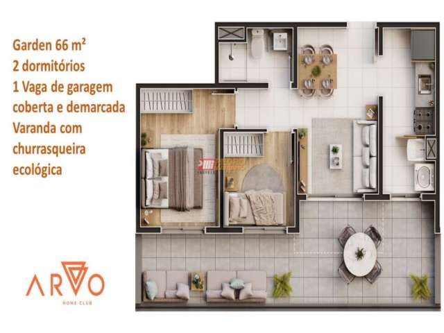 Apartamento com 2 quartos à venda na Rua Quatá, Vila Palmares, Santo André, 69 m2 por R$ 439.017