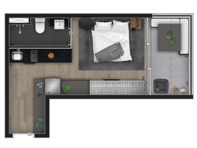 Apartamento com 1 quarto à venda na Avenida dos Imarés, Indianópolis, São Paulo, 30 m2 por R$ 596.983