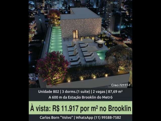 Apartamento no brooklin pronto para morar a 600 metros da estação do metrô (direto com a incorporadora)