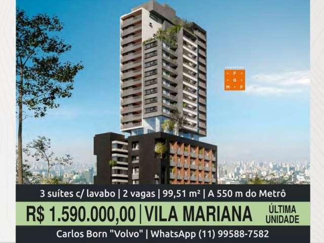 Apartamento na vila mariana (pronto para morar) | 3 suítes (com lavabo) | 2 vagas | a 550 metros da estação do metrô | direto com a incorporadora