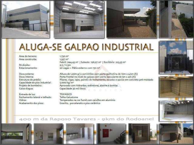 Galpão para alugar, 1397 m² por R$ 27.000,00/mês - Granja Viana - Cotia/SP