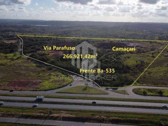 CAMAÇARI - TERRENO VIA PARAFUSO, Ba-353. São 266.921m²  frente pista. Valor R$60,00/m². Vocação para Industrias, Fábricas, Centros de Distribuição.