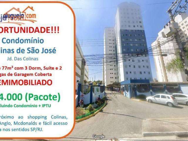 Apartamento com 3 quartos para alugar, 77 m² - Jardim das Colinas - São José dos Campos/SP