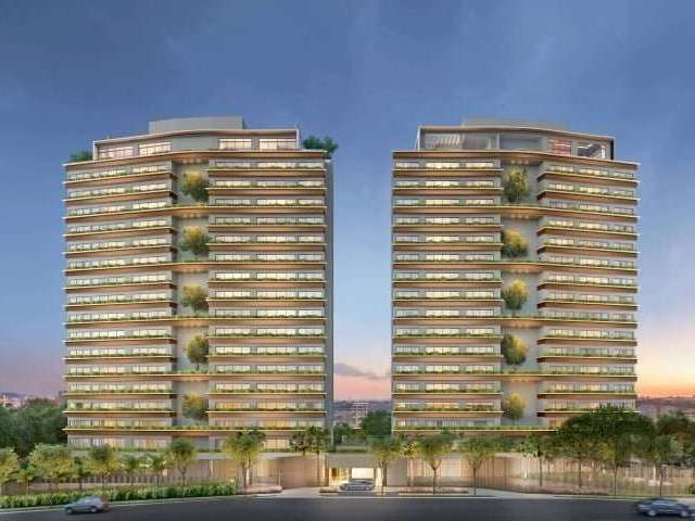 Apartamento garden com mais de 80m² de terraço e 202 m² de apartamento. São 3 suítes (2 com sacada), ampla copa-cozinha com dependência de empregada completa, living para três ambientes com lareira, e