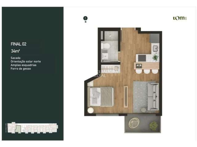 Apartamento com 1 quarto à venda na Rua Tomaz Flores, 219, Independência, Porto Alegre, 32 m2 por R$ 456.000