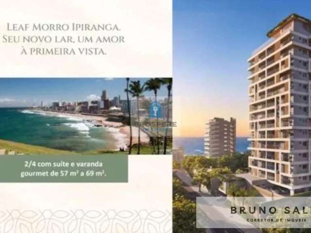 Apartamento no Leaf Morro Ipiranga Barra, VISTA MAR, 2 quartos, sendo uma suíte com varanda, 2 banheiros, 1 vaga de garagem, varanda gourmet.