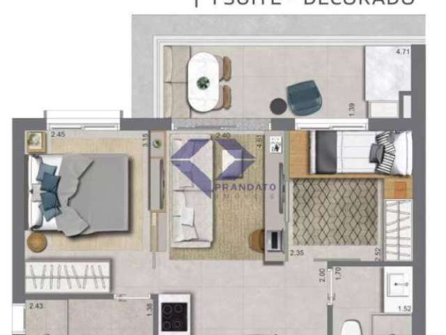 Apartamento a venda 43m² com 2 dormitórios sem vaga metro 4m  brooklin sp.