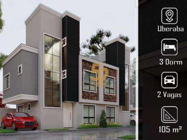 Sobrado com 3 dormitórios à venda, 105 m² por R$ 639.000,00 - Uberaba - Curitiba/PR