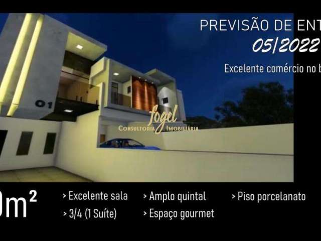 Fco Bernardino / Fontesville - Casa 3/4 (1 Suíte e 1 Demi-Suíte) - Ampla Sala com Lavabo - Amplo Quintal com Espaço Gourmet - 2 Vagas