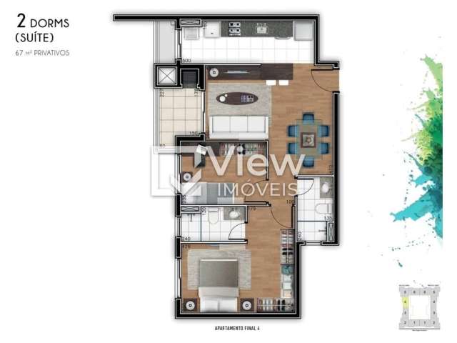 Apartamento com 2 quartos à venda na Rua Gago Coutinho, Bacacheri, Curitiba, 67 m2 por R$ 700.000