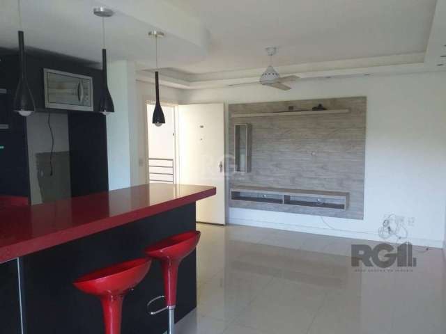 Apartamento  no bairro Campo Novo, com aproximadamente 66m², piso cerâmico,  03 dormitórios, living 02 ambientes com churrasqueira, cozinha americana com moveis planejados, área de serviço integrada c