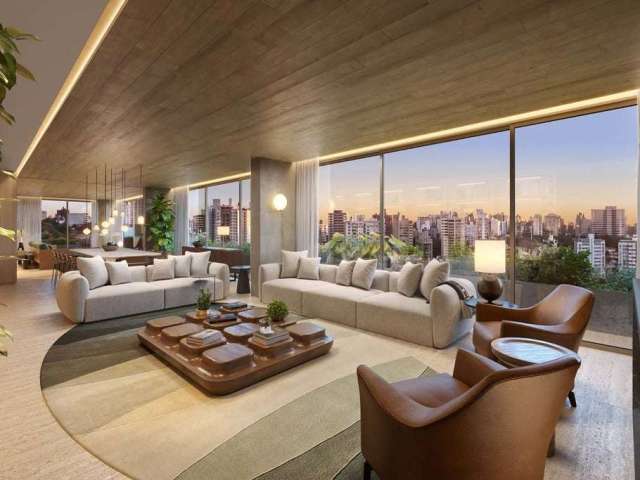 Apartamento com 464 m² de área privativa, 4 suítes, no bairro Três Figueiras. Em andar alto, com vista panorâmica, hall privativo, living 3 ambientes com sacada, lareira tradicional, espaço gourmet co